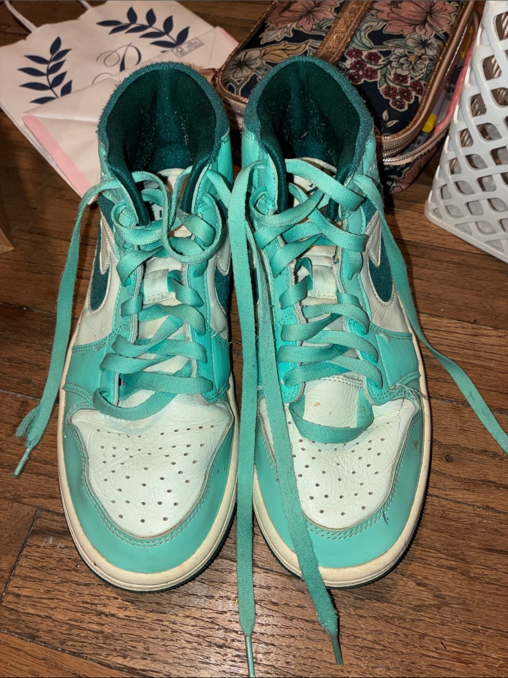 Woman Teal High-Top Sneakers - Teal/White